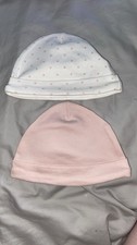 2 Baby Girl Pink N White Hats One Size.asda