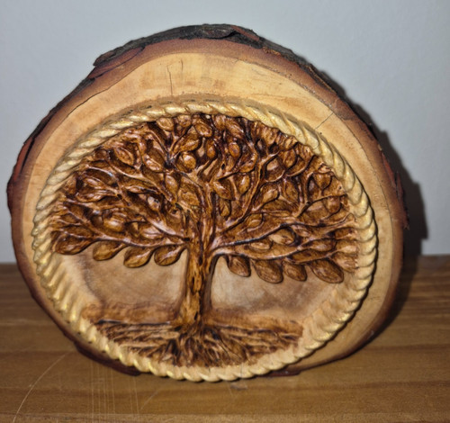 Wood slice carving with - slice,