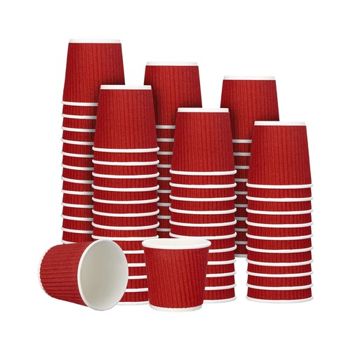 Ripple wall paper cups - 4oz, red