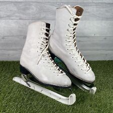 Hamaco Popular Ice Skates Boots Leather White 1960s Vtg UK 5 John Wilson Blades