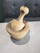 Wooden mortar and - and, set