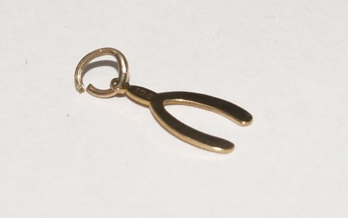 Small 9ct yellow gold wishbone - small,