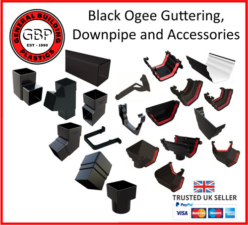 Ogee black gutter - black, 135mm