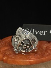 Silver Grim Reaper Skull Ring
