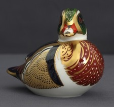 Royal Crown Derby 'Carolina Duck' Paperweight  1st Quality Gold Stopper