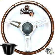 Steering Wheel & Boss Fittings 16" Dark Wood For Land Rover Defenders 48 Spline