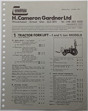 H Cameron Gardner Price List, May 1970 -  Foreloda, Rear Loader, Forklift Etc