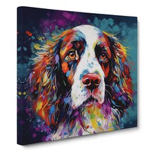 English Springer Spaniel Abstract Expressionism Canvas Wall Art Print Framed