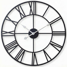 Large Black Metal Wall Clock