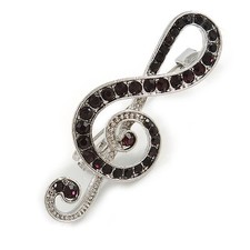 Crystal Treble Clef Brooch In