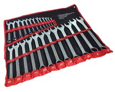 25pc Metric 6-32mm Drop Forged Combination Spanner Wrench Set Open & Ring + Roll