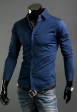Men's Shirts Casual Slim Fit Smart Business Shirt Long Sleeve for Men Adult PS1