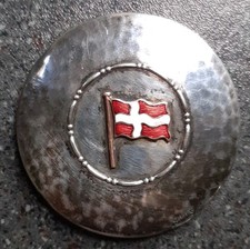 Antique Hammered 830S Danish Silver Bevelled Edged Reverse Mirror/  Compact Vgc