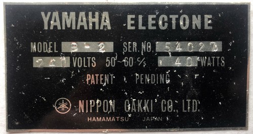 1968 yamaha electone model 2 - 1968,