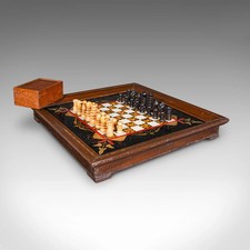 Antique chess board set - board,