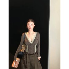 Women Boho Lace Top V Neck