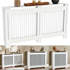 Large Radiator Cover White/Grey/Oak Top Wooden Wall Cabinet Slatted Grill Panel