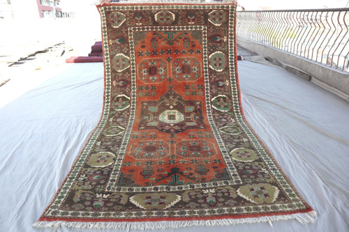 4x7 vintage afghan kazak - kazak, rust