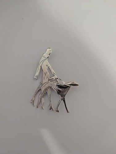 Sterling silver brooch art - brooch,
