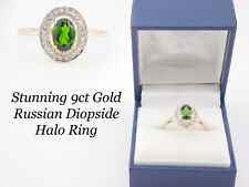 Beautiful Rocks & Co 9ct Hallmarked Gold Russian Diopside Halo Ring