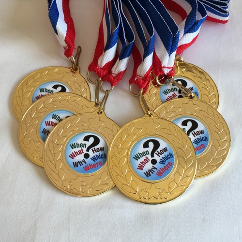 Quiz medals ribbons gold - 6, ribbons,