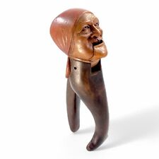 Black Forest carved wood nutcracker, grotesque woman’s head Folk Art c. 1890s