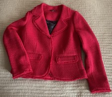 Boden Women’s Jacket Hot Pink Wool Boucle Fitted, Rever Collar Size 14 VGC