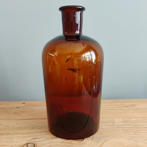 Large amber glass apothecary - amber,