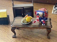 Dolls House Furniture 1/12 coffee table, bookcase, books bowl of fruit lot 2