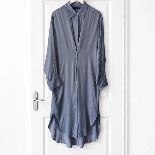 Zara blue grey midi shirt - zara,