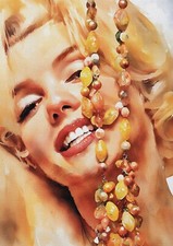 Marilyn Monroe Watercolour  Illustration Print 38 (A4 Size) 210mm x 297mm.
