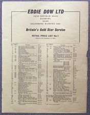 BSA GOLD STAR Motorcycles Spare Parts Price List SEP 1967 EDDIE DOW