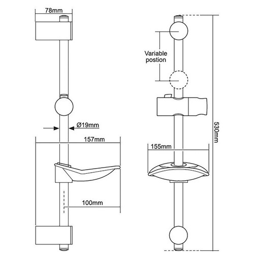 Lewis shower riser - shower, rail