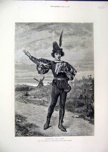 Original old antique print - old,