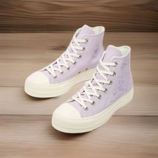 Converse Chuck Taylor All Star Lift Platform High Embroidered Floral Lilac UK 5
