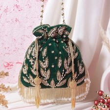 Indian Bridal Potli Bag Unique Purse Potli Double Side Embroidery Potli Bag