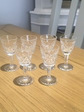 Six Waterford Crystal Liqueur Glasses In Ashling Pattern