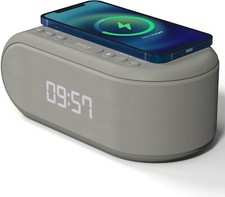 i-Box Bedside QI Wireless Charging Alarm Clock FM Radio, USB