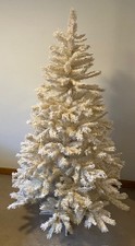 Argos 6ft white snow covered artificial Christmas tree, boxed, hinged branches. 
