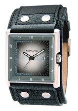Kahuna Black Leather Cuff Watch KUC-0013G