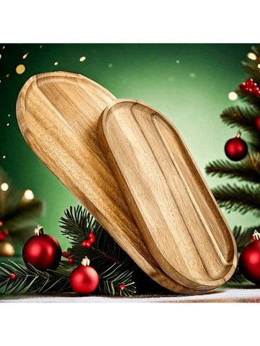 Natural wooden serving tray - natural,
