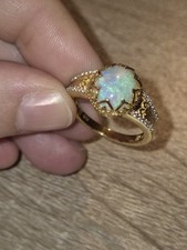 TJC Ethiopian Welo Opal Zircon Ring in 18K Gold Plated Sterling Silver 2.41 Ct