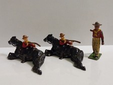3x Rare Vintage Metal Johillco Cowboys Figures