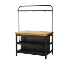 IKEA VADHOLMA Kitchen island rack, black/oak
