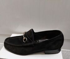 Gucci Horsebit Loafers Mens Size UK 9.5 Black Suede Silver  Buckle Shoes Dress 