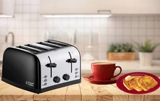 Russell Hobbs 4 Slice Black & St Steel Toaster & Variable Browning 28360#MARKED#