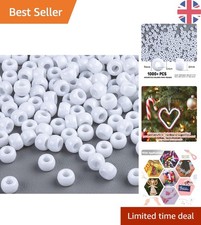 1000+ White Pony Beads - 6x9mm