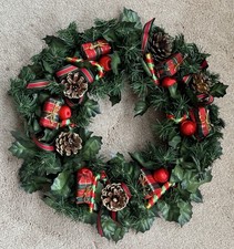Artificial Traditional Christmas Wreath with Tartan Accents