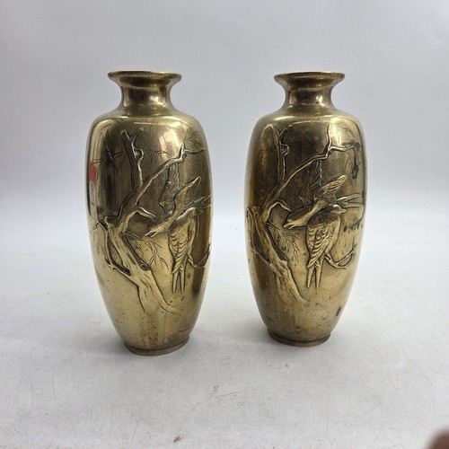 Japanese brass vases meiji - japanese,