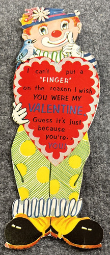Vintage valentine card clown - vintage,